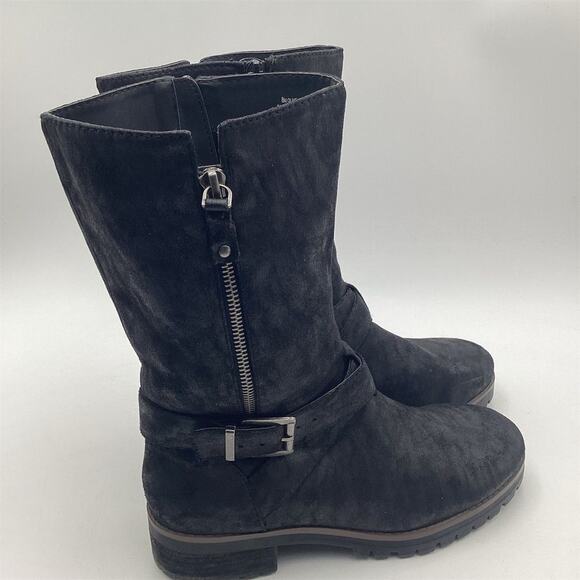 Crown Vintage Women's Black Mid-Calf Boots Size 8M Zip Buckle Detail - Picture 8 of 9